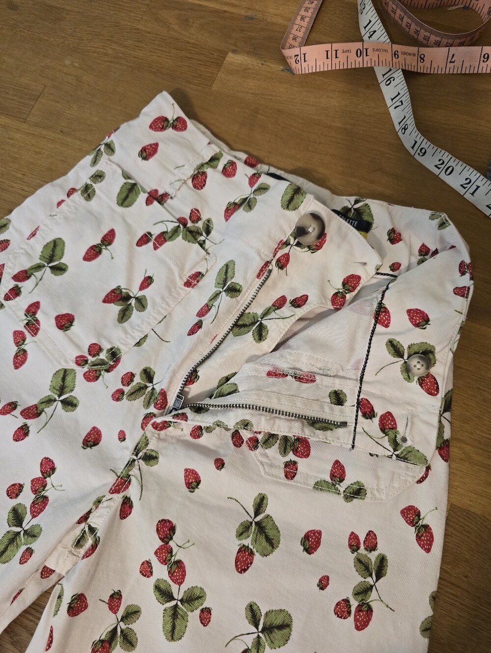 Maeve Colette Crop Wide Leg Linen Blend Pants Strawberry Print Size 25 - Picture 10 of 13
